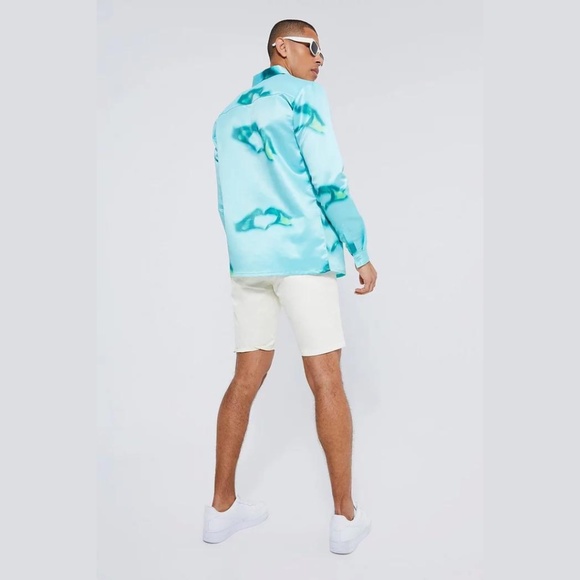 Boohoo Man Long Sleeve Satin Heart Hands Shirt - Picture 2 of 16